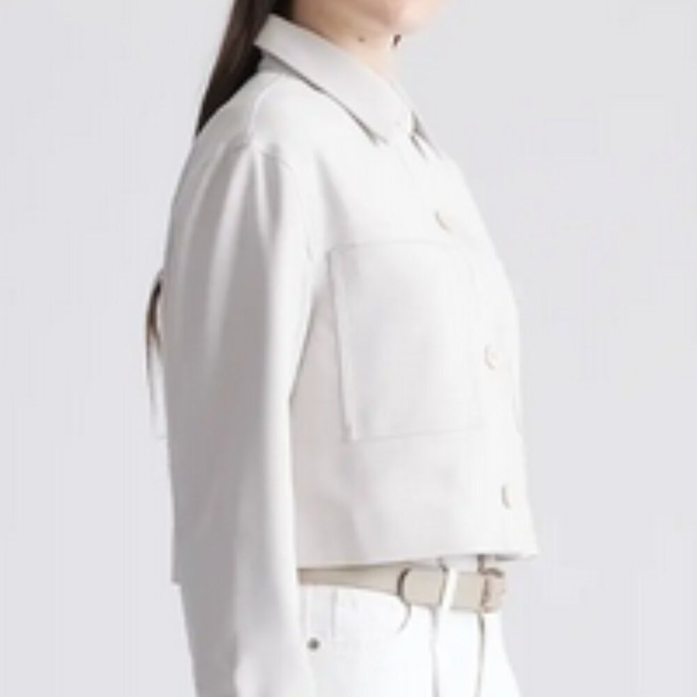 NWT Quince Stretch Crepe Cropped Jacket in Sand Sz XS - Picture 4 of 9